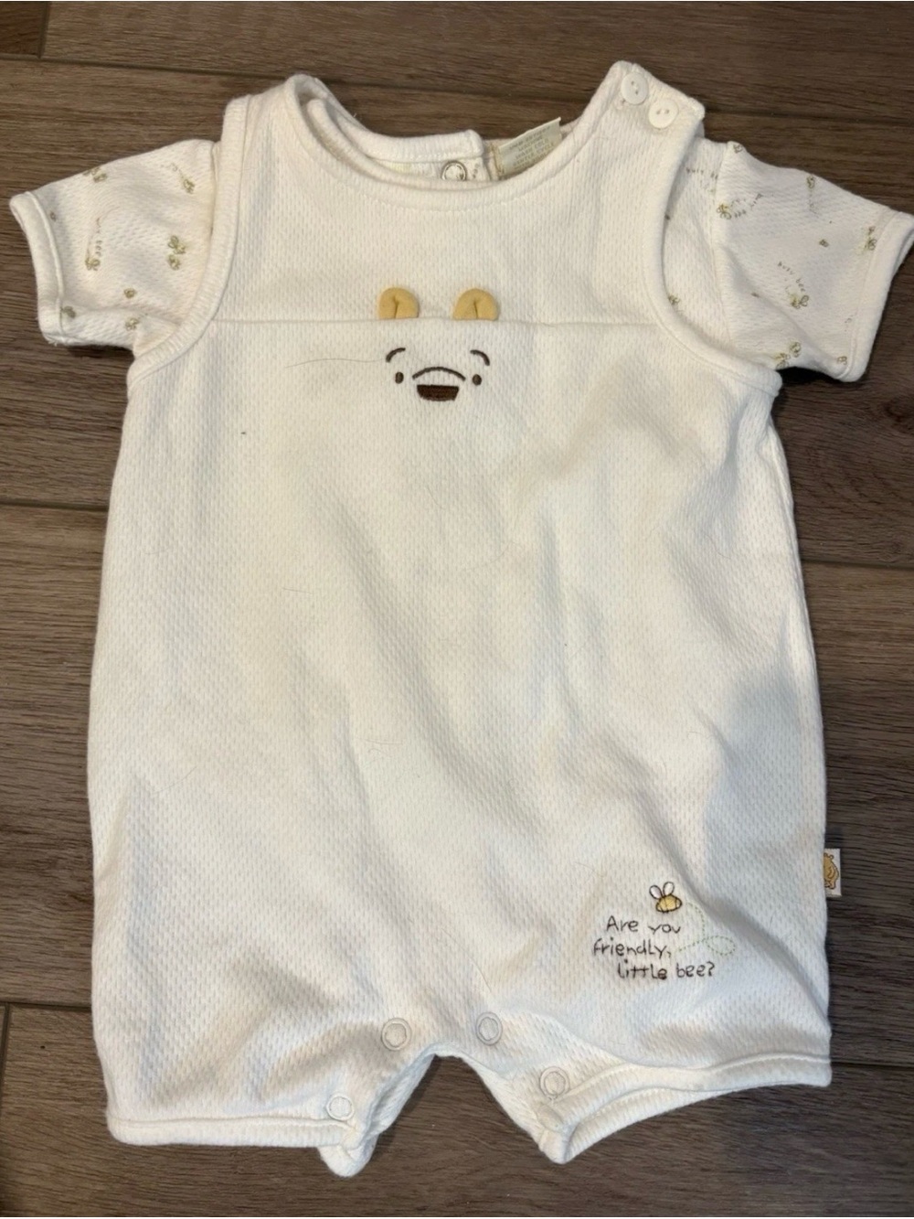 Cream Baby Bee Embroidered One-Piece Bodysuit